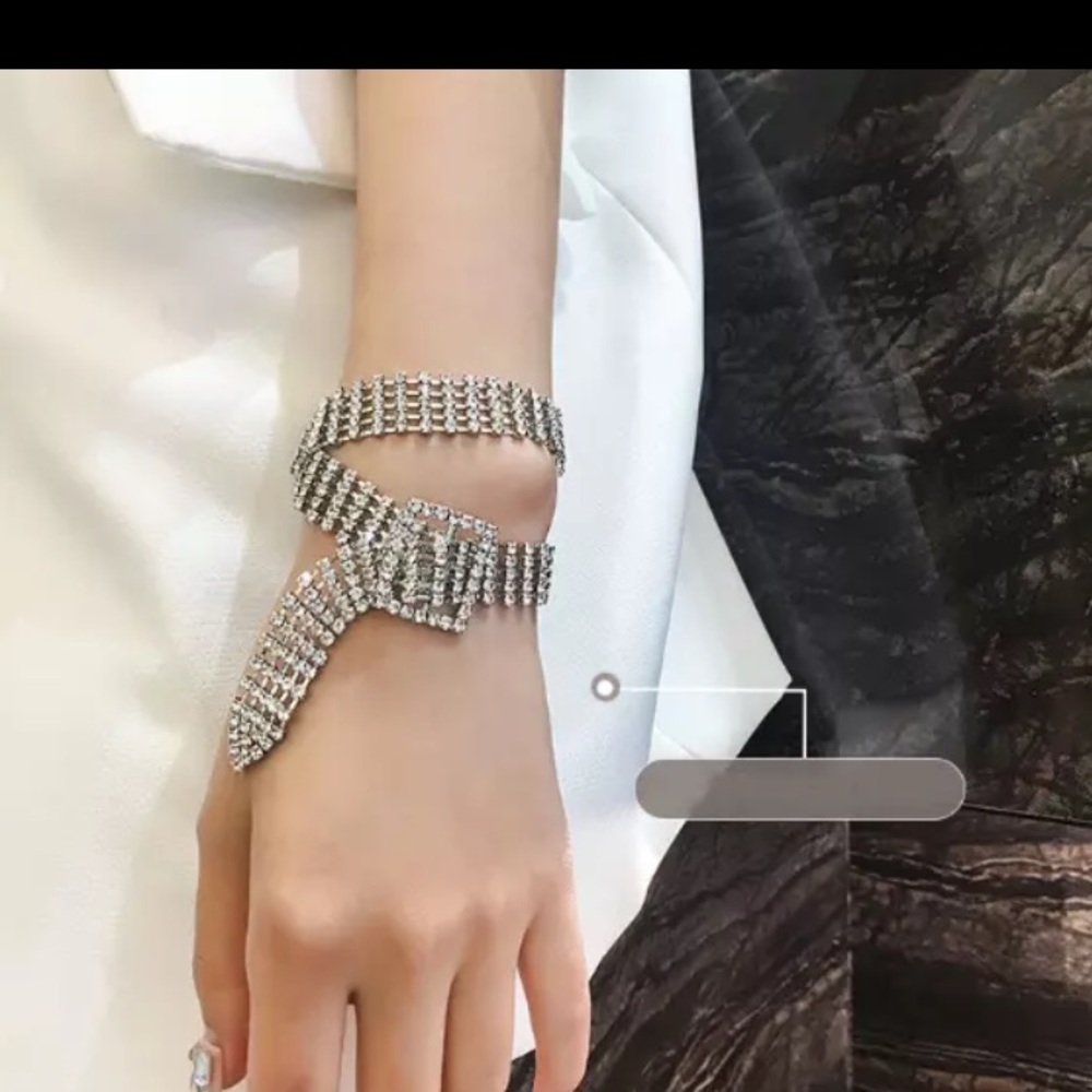 Silver Rhinestone Crystal Choker - Picture 2 of 6